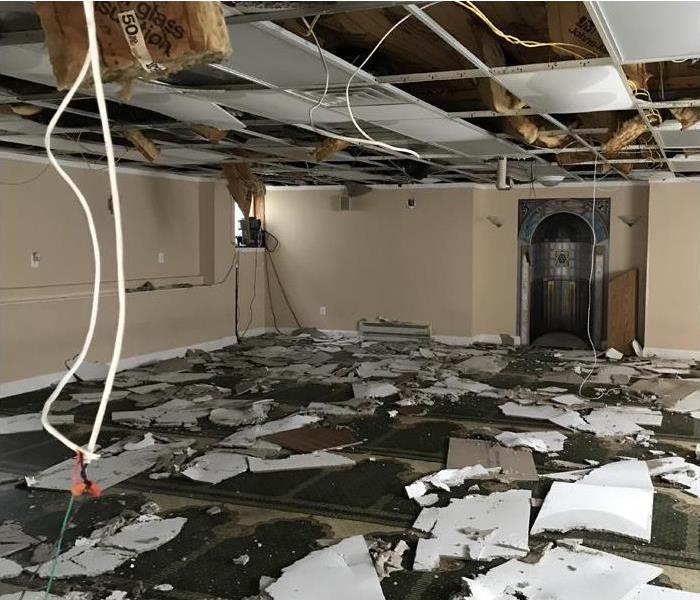 severe storm and water damage to commercial building and interior