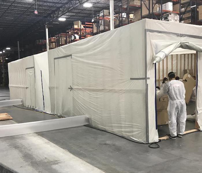 commercial warehouse on-site clean room for mold remediation